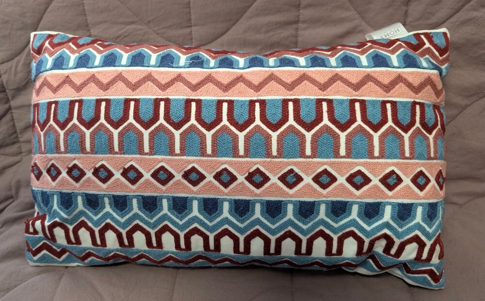 JC Penney Home Embroidered Rectangular Throw Pillow - Geometric 20"s12"